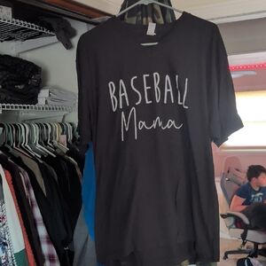 Baseball Mama Graphic Tee - Black with White Script